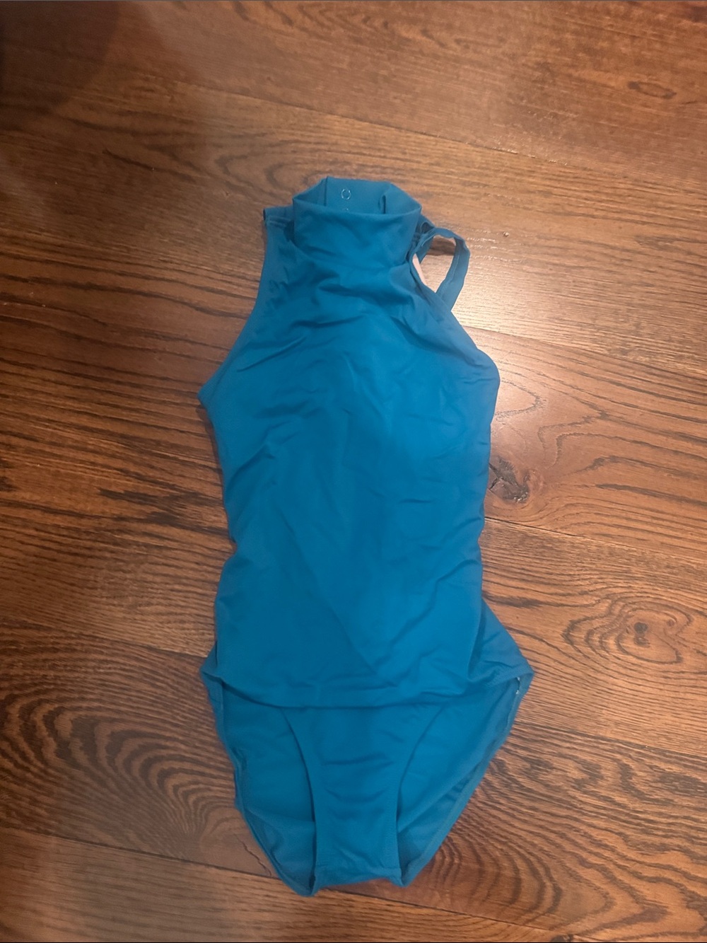 balera Teal-Blue High Neck Kids One-Piece leotard